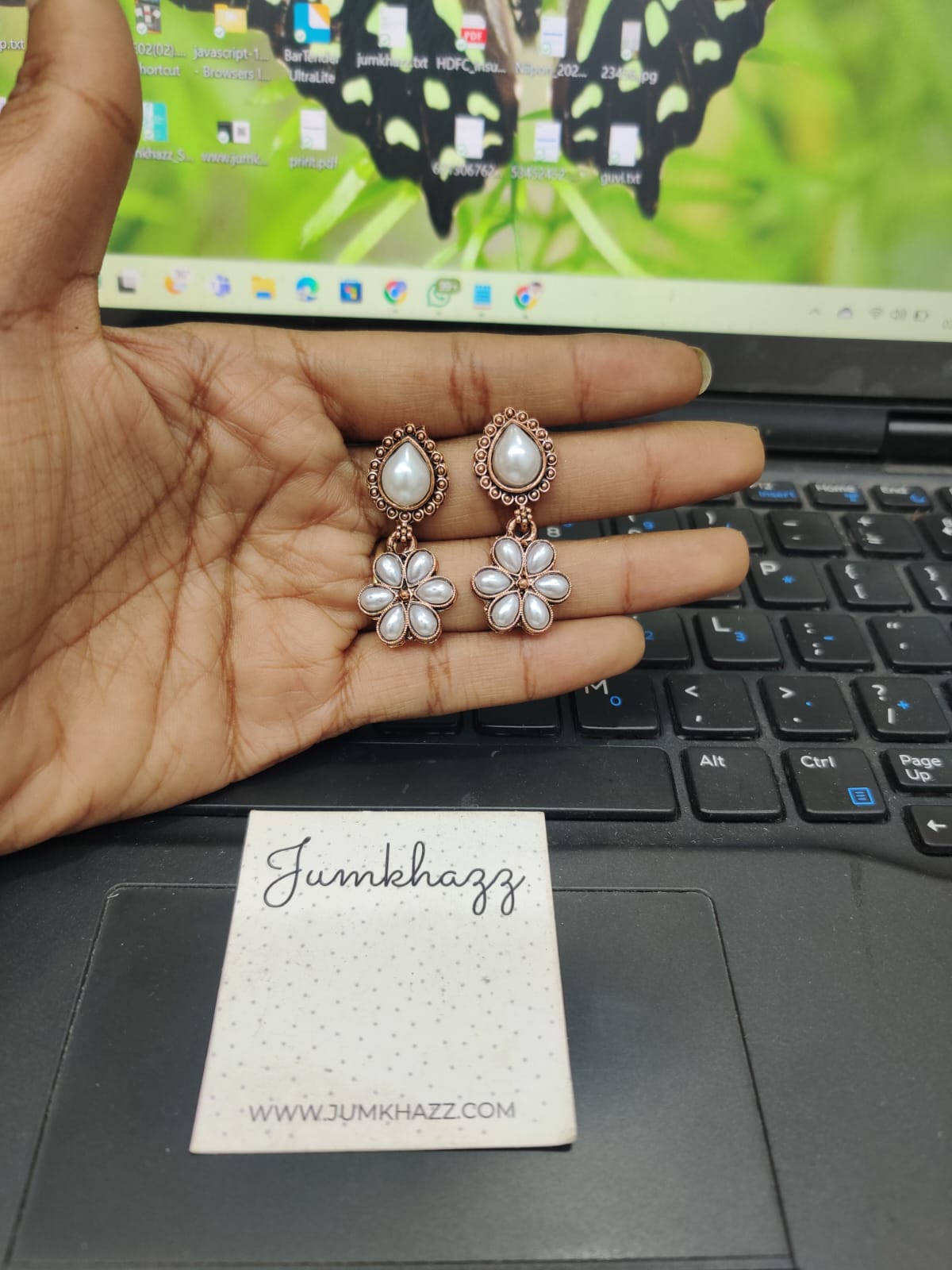 Copper Pearl Earring (JFF28) Copper Pearl Earring (JFF28)